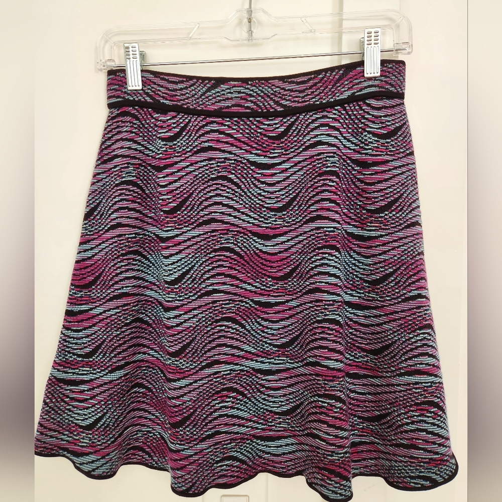 M by Missoni Purple and Teal Wave Skater Skirt
